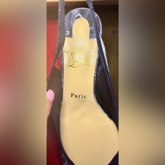 Christian Louboutin Denim Sling Pumps Kitten Heels LIKE NEW - Picture 8 of 10